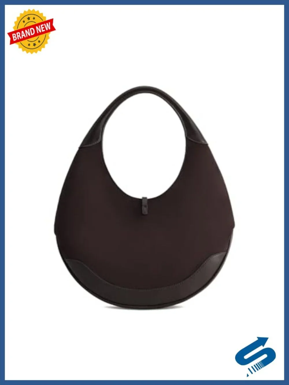 Faux Suede Crescent Hobo Bag with Gold Hardware